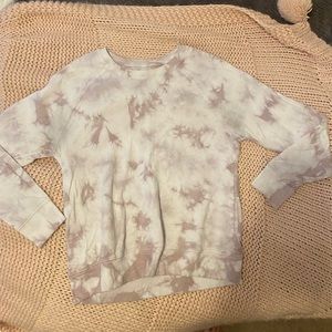 Athleta Sundown Toe Due Sweatshirt- Crystal Dye Gray Pink